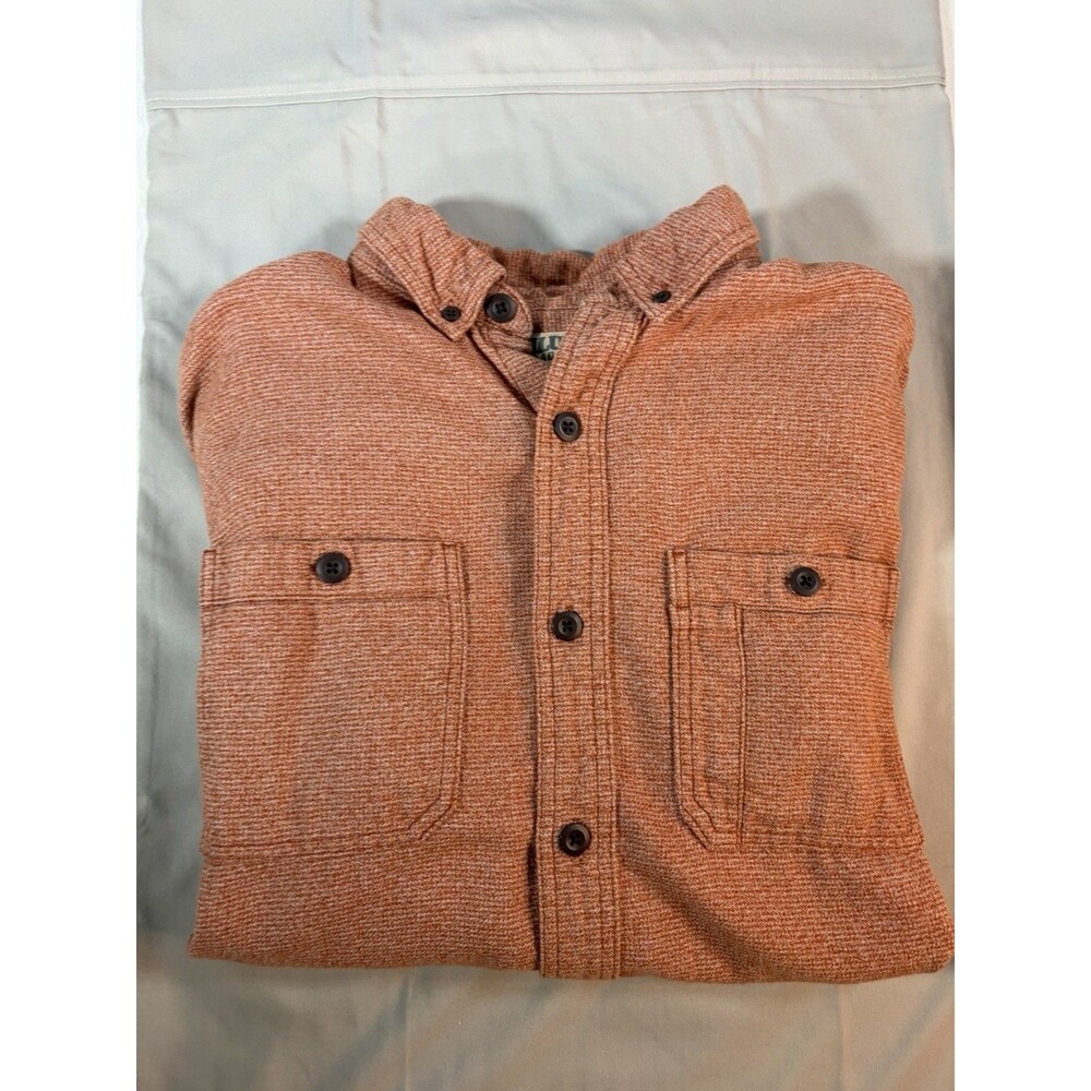 Duluth Trading Flannel Button Up Shirt Orange Relaxed Fit Mens Size Large EUC